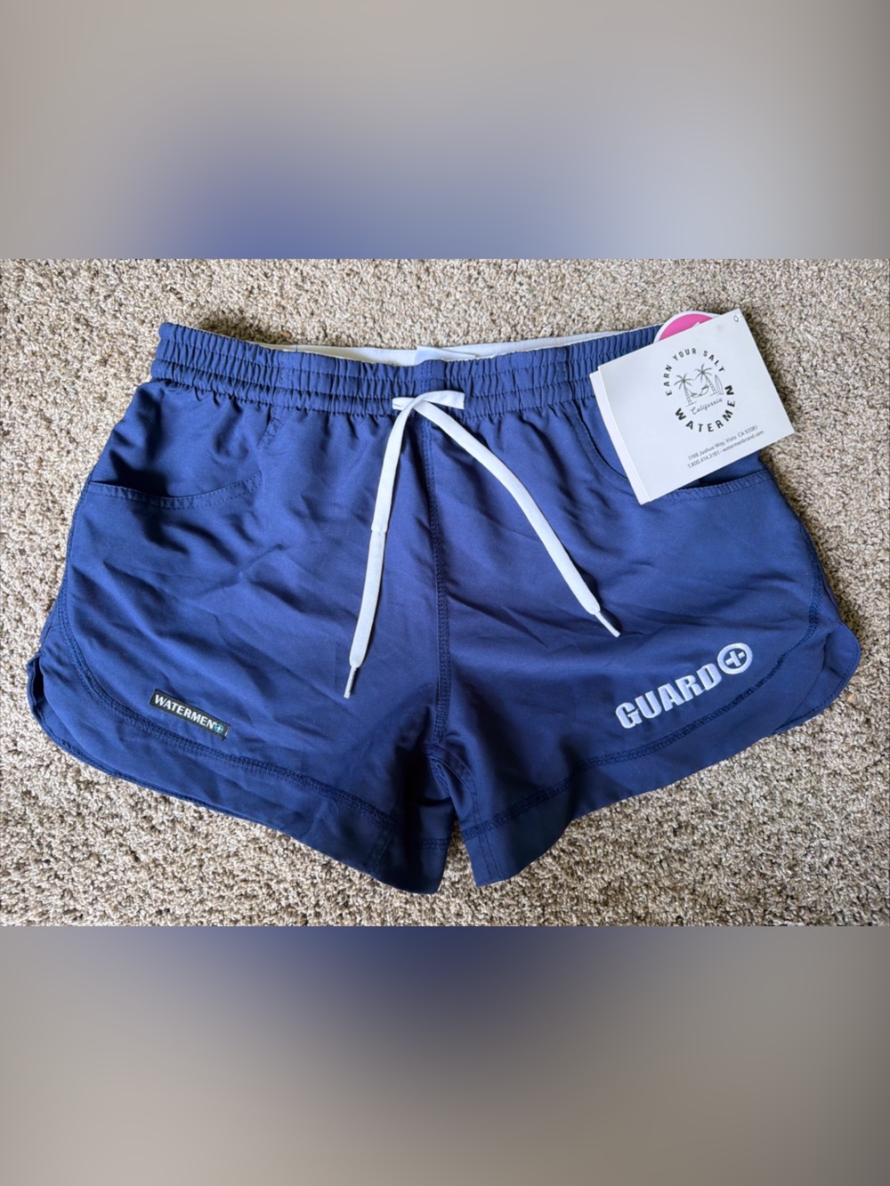 Guard+ Navy Athletic Swim Shorts with Drawstring
